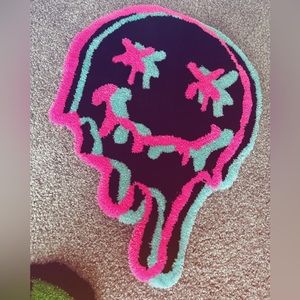 Trippy Smiley Face Hand Made Rug